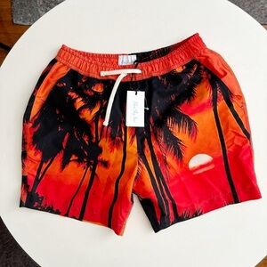 BLUE SKY INN Men’s 6” Sunset Palms Swim Trunks Size Small New Lined